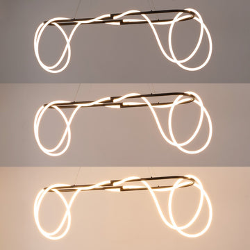 Lisette 59" Contemporary Minimalist 360 Adjustable Silicone Rope/Metal Dimmable Integrated LED Chandelier - JONATHAN Y